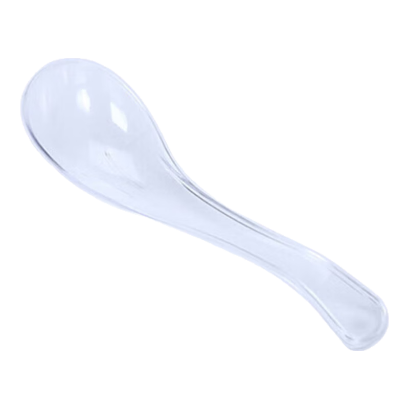 佳茉 一次性勺子100只水晶勺塑料湯勺外賣快餐小調(diào)羹咖啡勺甜品勺子