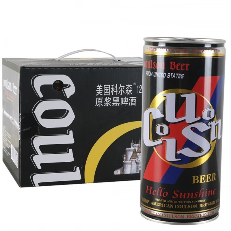 科尔森美国科尔森精酿原浆黑啤酒12度1l*6科尔森原浆黑啤酒听装啤酒