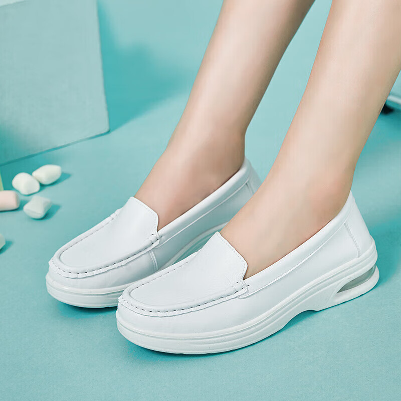 回力护士鞋女鞋软底耐磨增高休闲鞋工作小白鞋 WLY(JS)-0024 白色 37