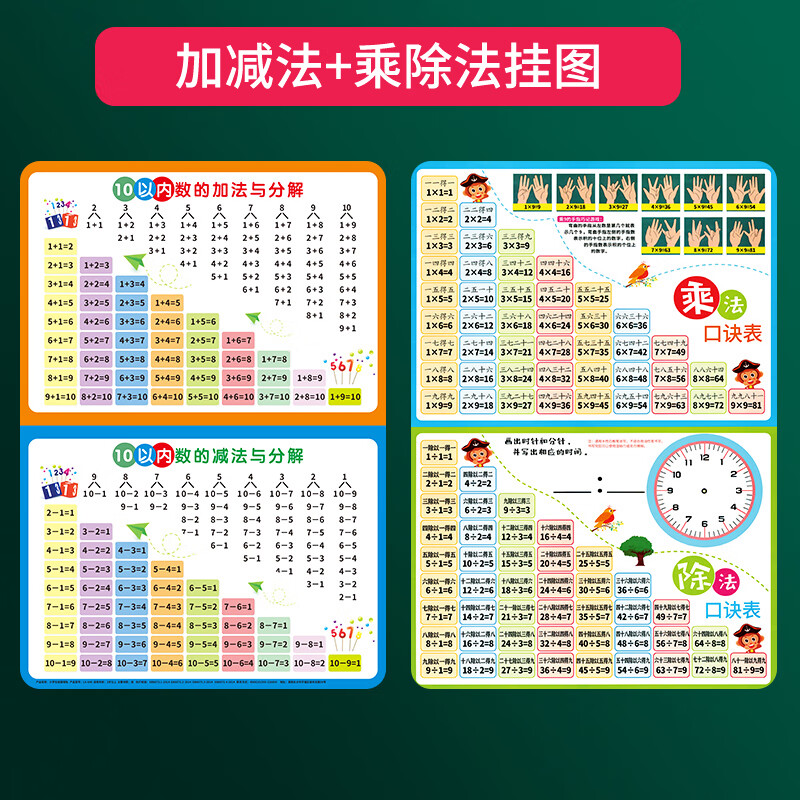 大九九乘法口诀表99乘除法小学生数学二年级学 2张 大九九乘除法 加减