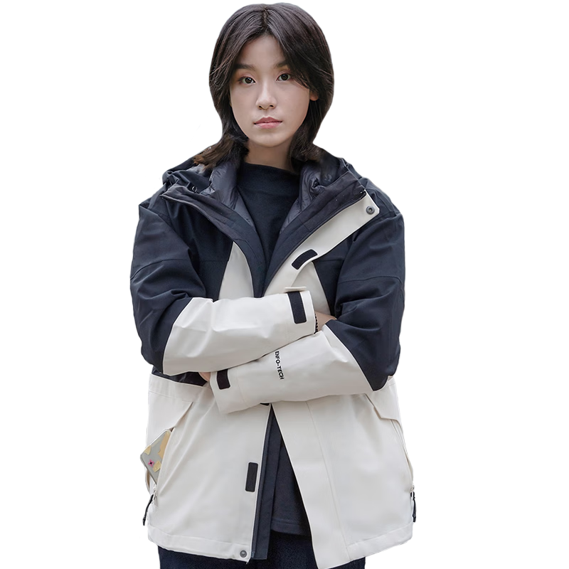 骆驼（CAMEL）羽绒服冲锋衣男女三合一外套防风保暖加绒加厚登山服 AA22265453B