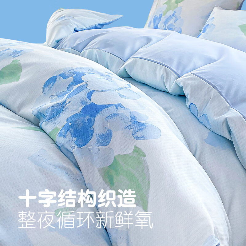 匹鲁四件套A类抗菌可水洗机洗设计款暖氧件套家用床上双面设计件套 无尽夏绣 三件套-1.2/1.35米床（适用于150*200cm被芯）