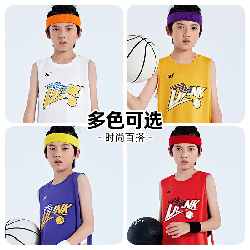 361°童装男童篮球套装2026夏季新款小童速干运动背心短裤透气夏装 本白/经典黑1405 170 cm