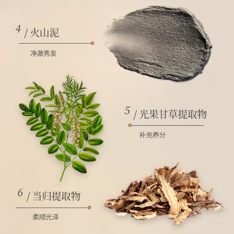 老中医火山植草洗发水 清洁芳香蓬松秀发男女士洗发护发露 火山植草土茶洗发水500ml