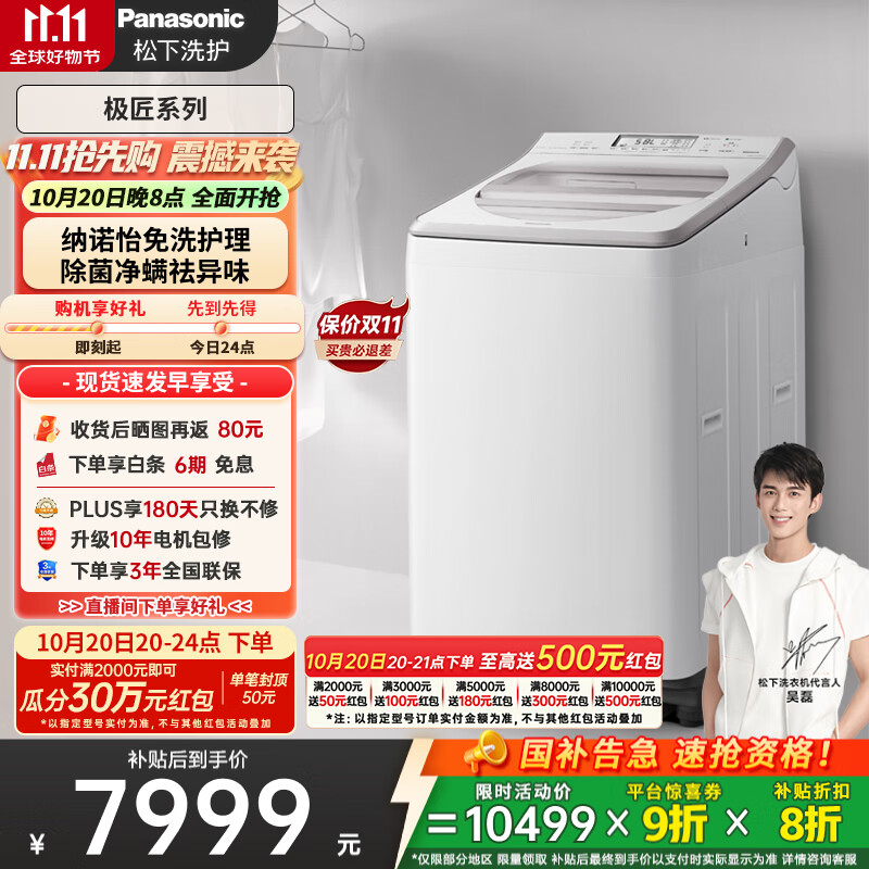 松下（Panasonic）【吴磊推荐】波轮洗衣机全自动11公斤大容量带烘干洗烘一体 纳诺怡除菌除螨家电国家补贴20% F