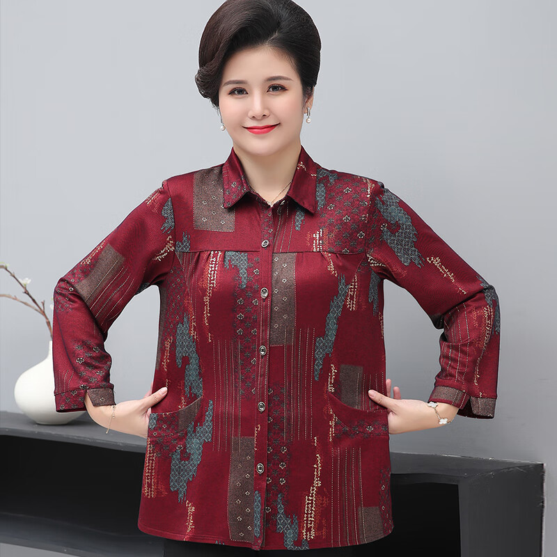 fickan胖太太加肥加大码品牌服装妈妈中老年人奶奶厚衬衫200斤秋季