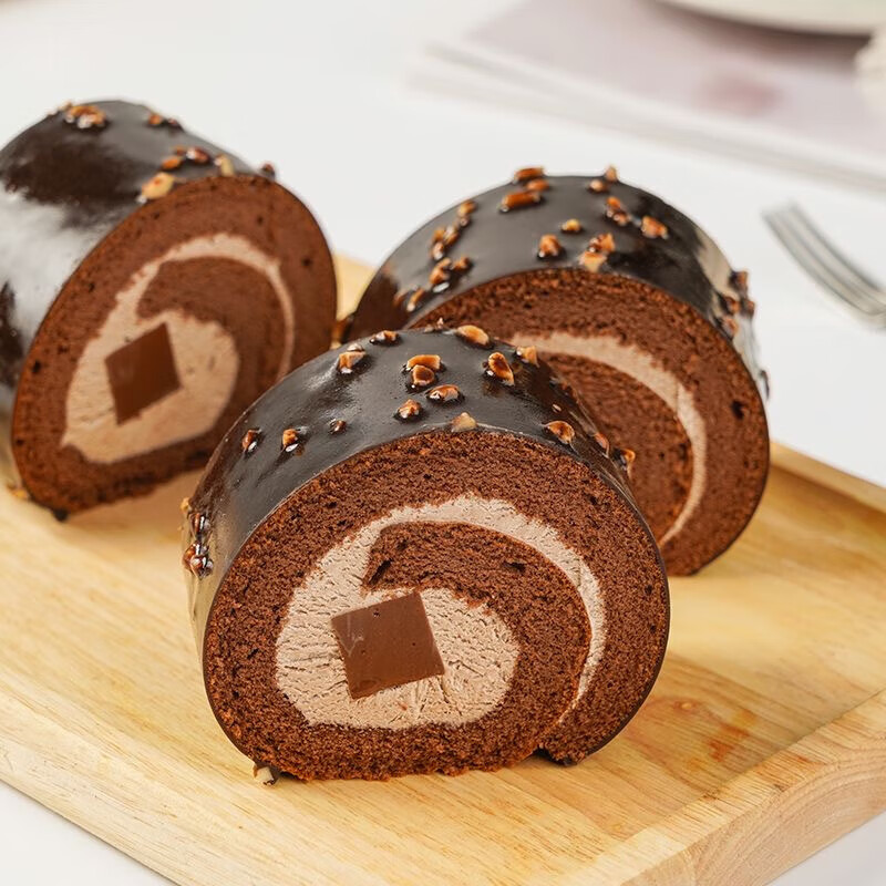 盛京天禄生巧梦龙卷夹心巧克力脆皮甜品美味爆浆瑞士卷早餐办公室下午茶 生巧梦龙卷400克1盒 （6块）