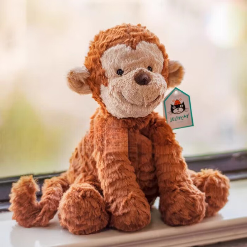 Jellycat英國  波浪毛猴子毛絨玩具大象叢林猴子安撫公仔慶憐同款 波浪猴子 中號約22cm 官網(wǎng)尺寸