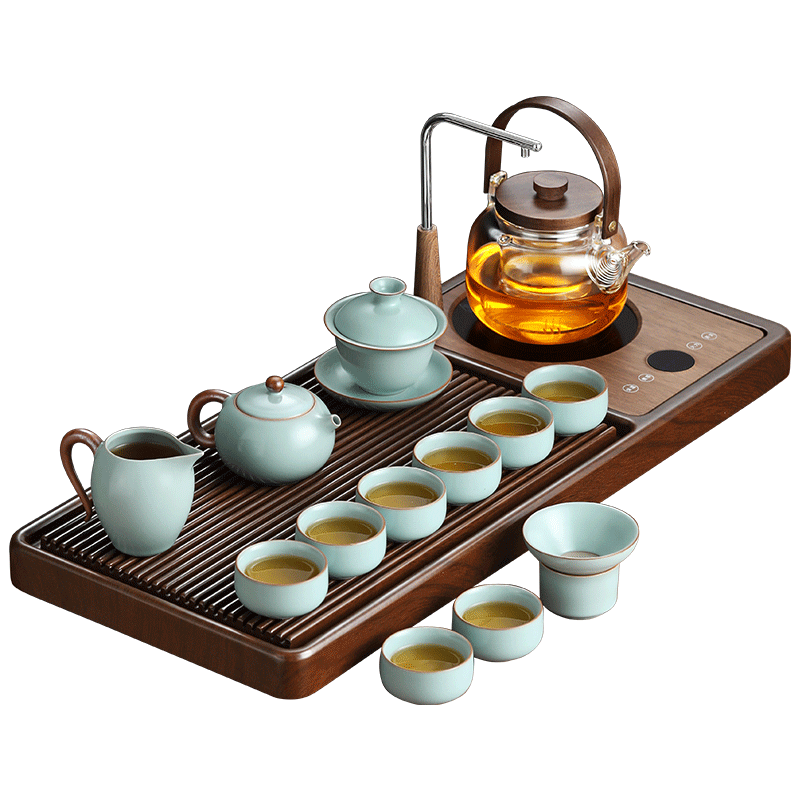 不拙茶具套裝帶燒水整套茶具茶臺一體式泡茶家庭用萬川悅禾13入