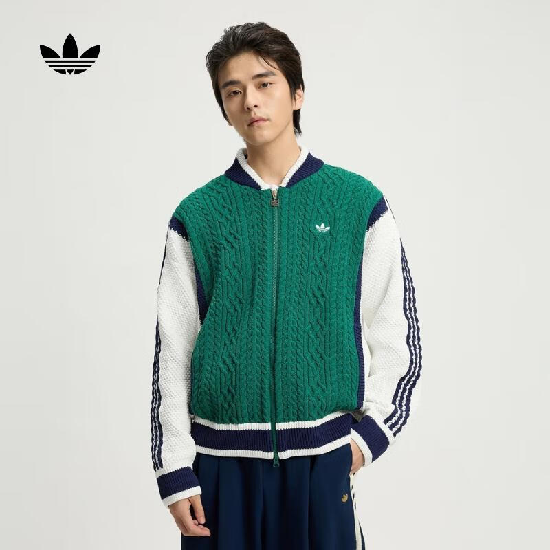 阿迪达斯 （adidas）Originals三叶草男子RS U CARDIGAN复古棒球风撞色运动宽松针织衫 KS5962 XL