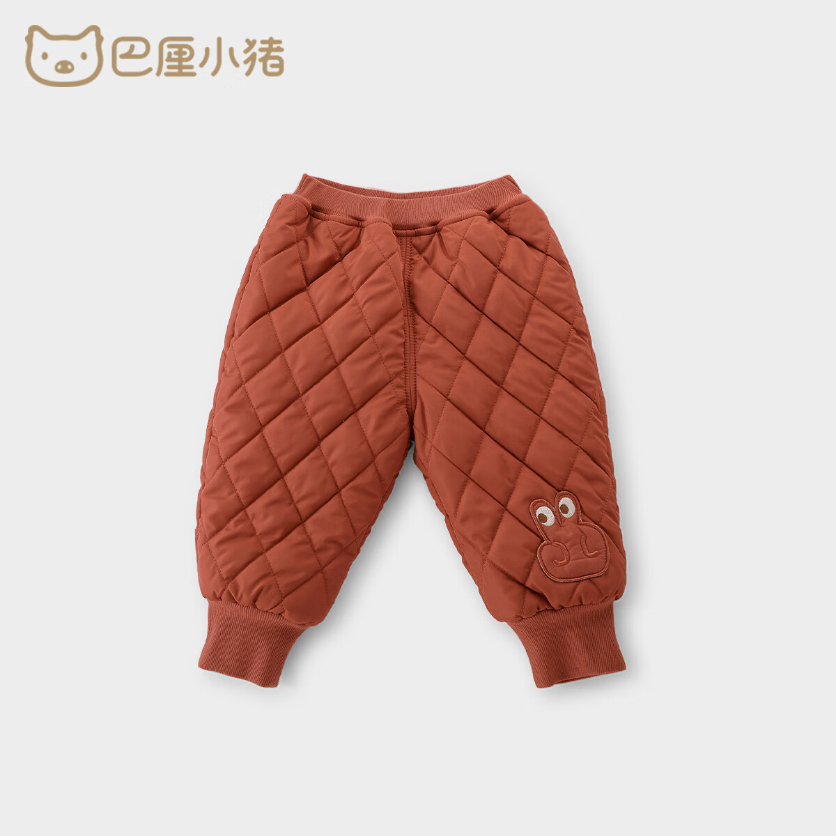 巴厘小猪儿童棉裤女童冬季加厚保暖长裤男童冬装休闲裤婴儿新年裤宝宝裤子 丹红(C款) 100 cm