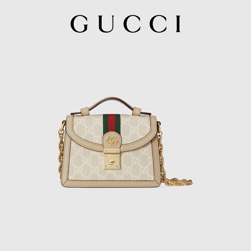 古驰(gucci)女包ophidia系列gg单肩手提包 白色