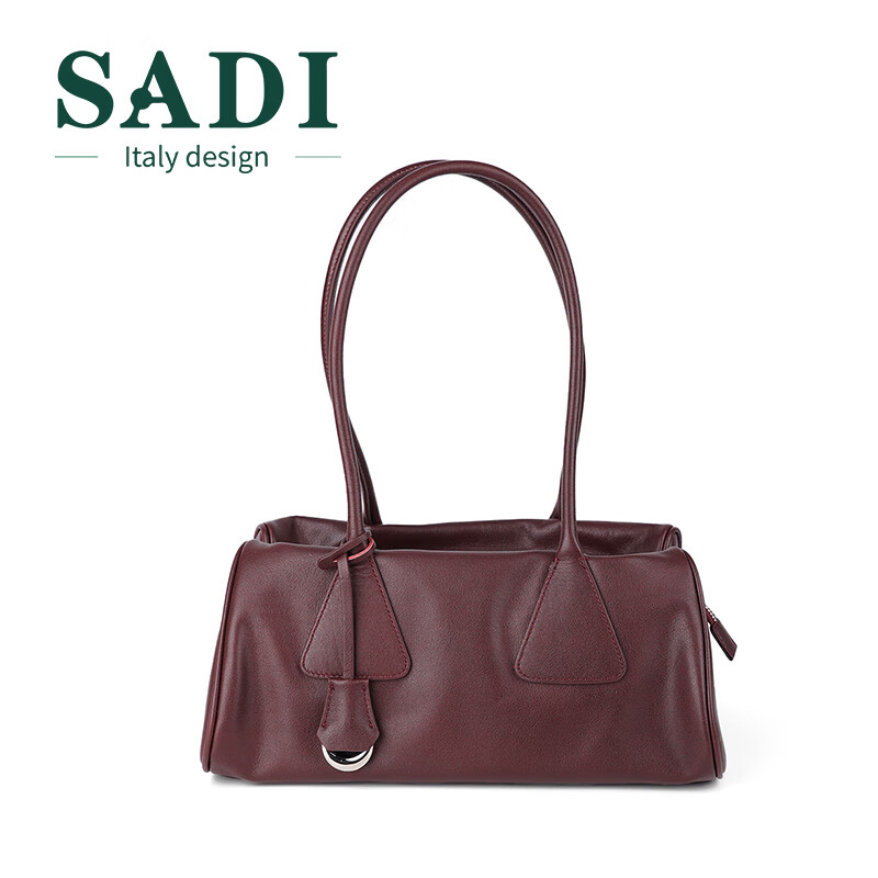 sadi萨迪包包小众牛皮保龄球波士顿包通勤枕头包女大容量单肩腋下包