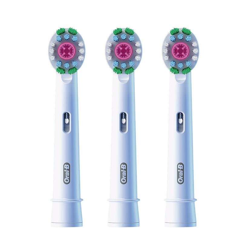 欧乐B电动牙刷头 成人美白型3支装 EB18p RX-3-3D适配成人D/P/Pro系列牙刷