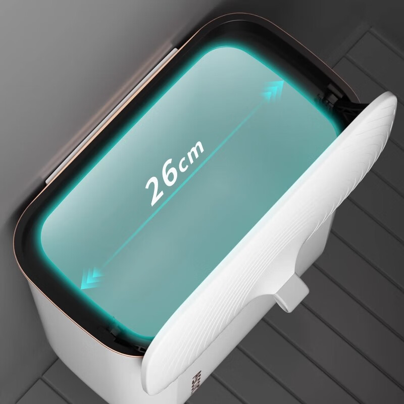 艾仕可（ASCOR）厨房垃圾桶带盖壁挂卫生间纸篓家用厨房专用客厅纸篓带盖收纳盒 轻奢白【壁挂/滑盖防水异味】 7L