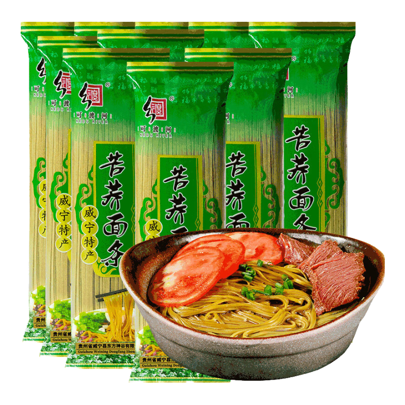 可渡河【10斤】70%苦荞麦面条挂面500g*10袋低脂杂粮面条粗粮面食 苦荞麦面500g*10包宽面