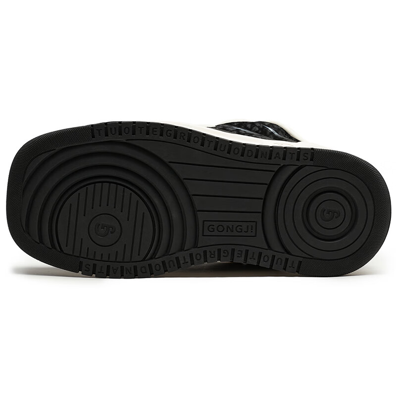 共迹gongji 2025秋季新款福蝶面包鞋方头板鞋厚底增高运动鞋轻便休闲鞋女鞋 黑色-夜迷蛱蝶 35 (225mm)