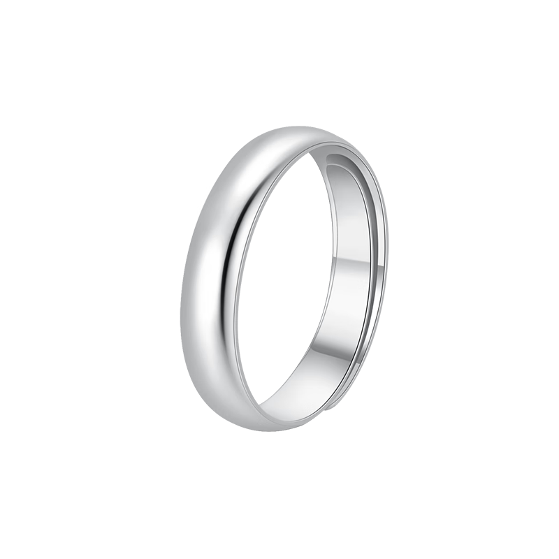 夢金園鉑金戒指PT950白金寬邊光面素圈情侶結(jié)婚對戒活口/單件