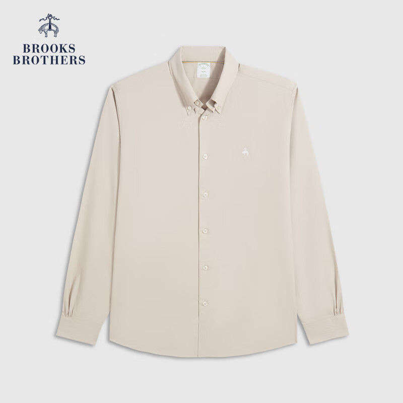 布克兄弟（BrooksBrothers）男士秋冬牛津纺扣结领logo休闲衬衫 B275-浅卡其色 L