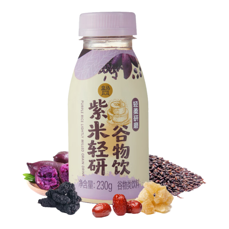 盒马 紫米轻研谷物饮 230g*16瓶 230g*16瓶 箱装
