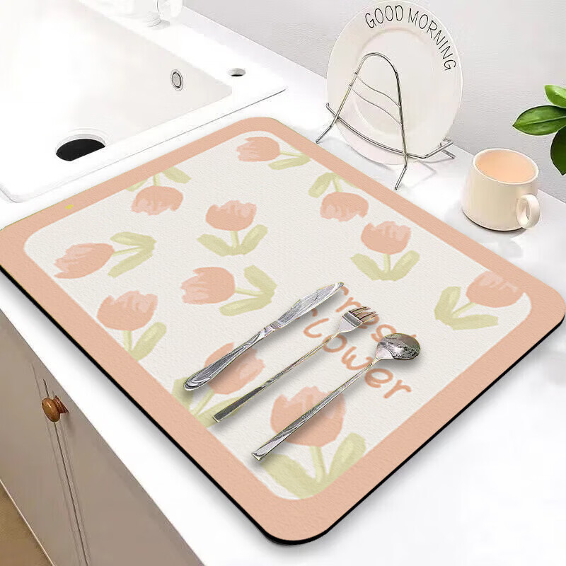 纯淳厨房台面吸水沥水手机支架碗盘杯垫卫生间桌面皮革吸水垫可裁剪 两张