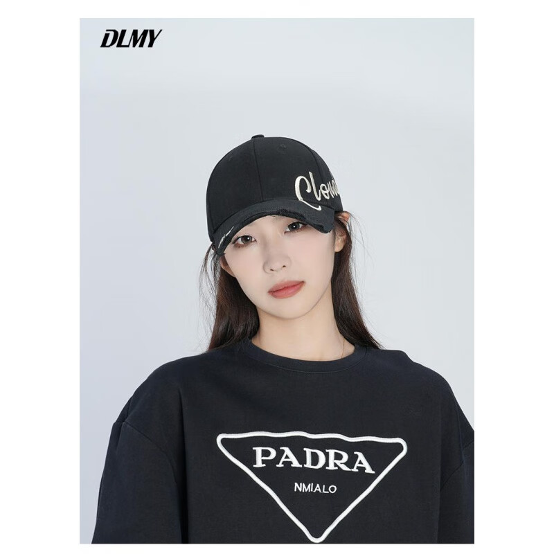 百变淘气dlmy配饰棒球帽浪漫休闲帽子显脸小鸭舌帽情侣 黑色