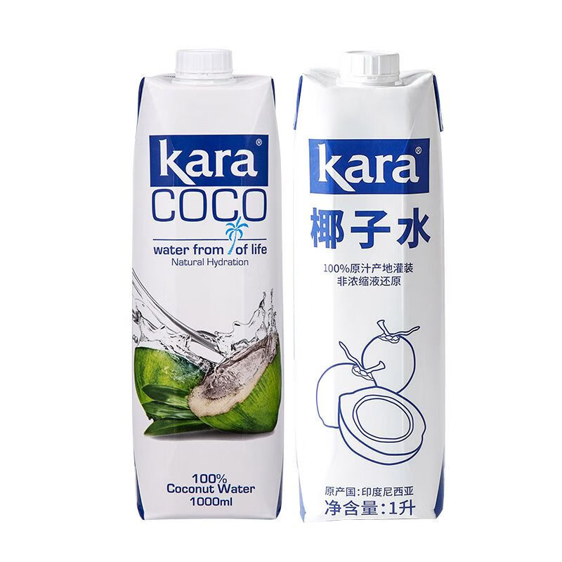 佳樂（kara）印尼進(jìn)口椰子水1L COCO純椰子汁椰子雞水果茶奶茶店專用 【英文款】coco椰子水1L