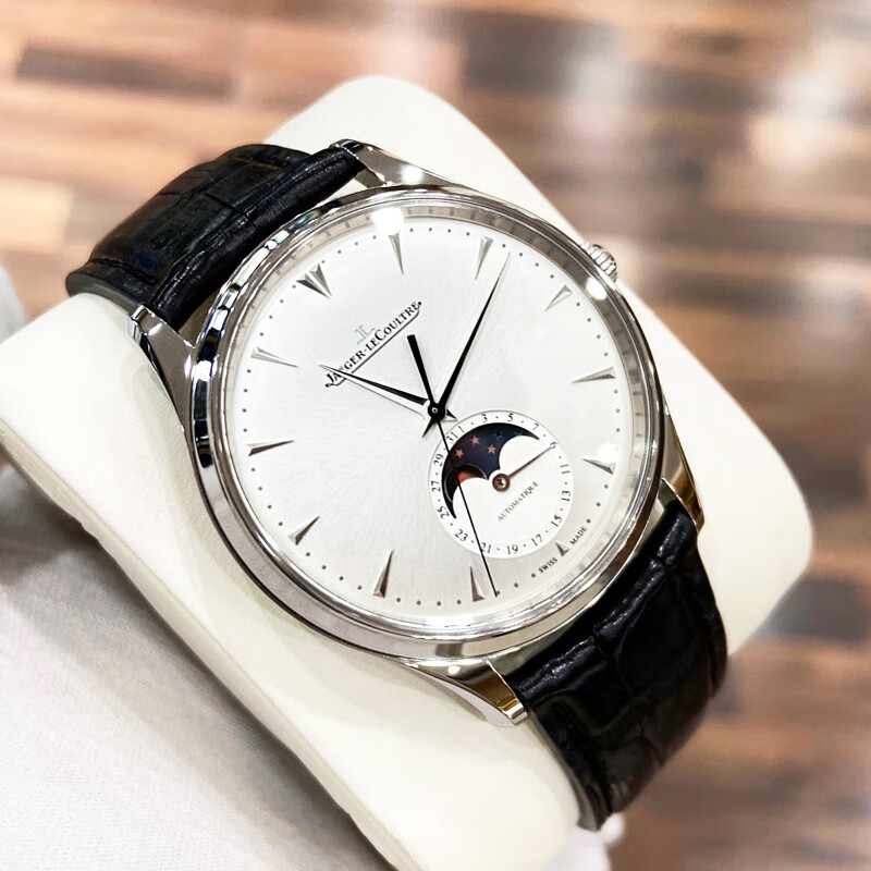 【二手99新】積家Jaeger大師系列男表自動(dòng)機(jī)械手表月相大三針小丑盤18K玫瑰金超薄二手奢侈品腕表 39mm 銀盤銀針 1368420(鋼陀)