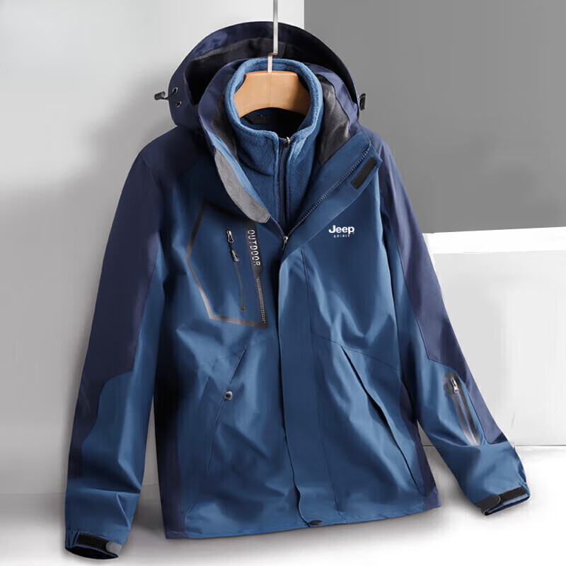 JEEP SPIRIT 1941 ESTD吉普冲锋衣男春秋季夹克外套三合一户外运动连帽