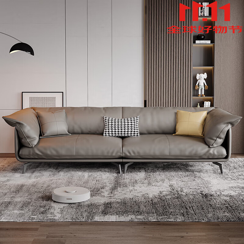 双虎(sunhoo)头层牛皮真皮沙发现代小户型客厅直排意式极简皮艺沙发
