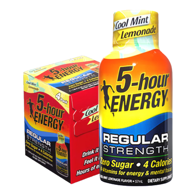 5-hour ENERGY美國進口5-hour ENERGY 維生素功能飲料 提神運動 5小時能量飲品 薄荷檸檬味（57ml*4瓶）