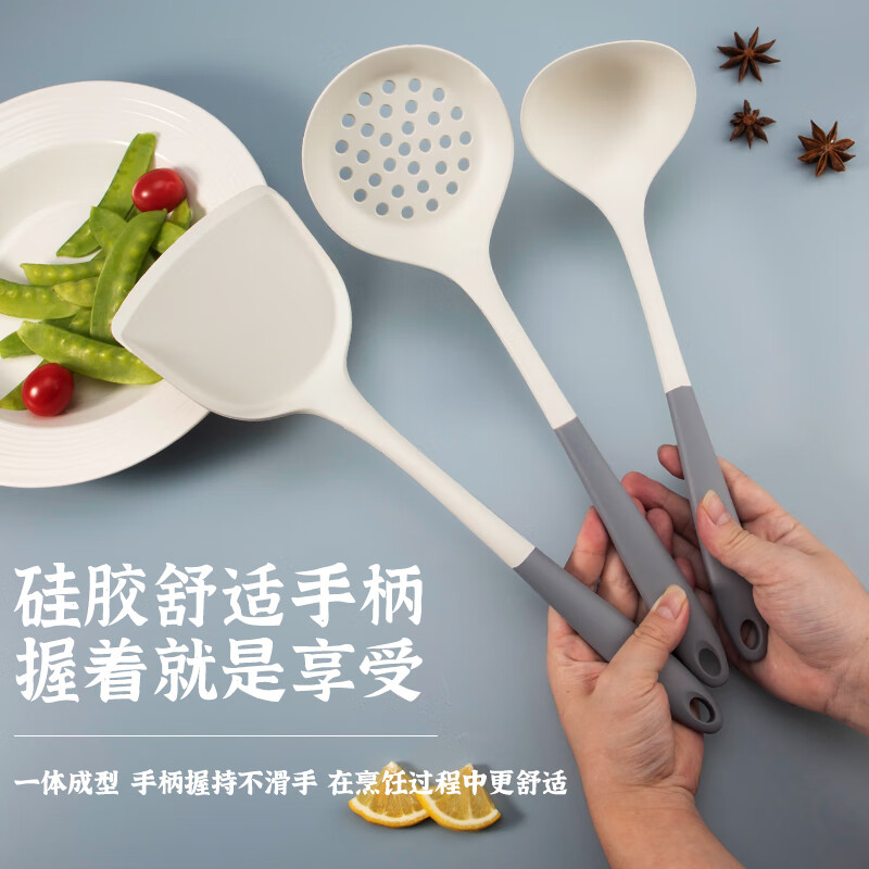 法鼎菜刀三件套家用套装刀具菜板切菜板砧板水果刀削皮刀锅铲汤勺漏勺 【升级硅胶系列】带刀座九件套