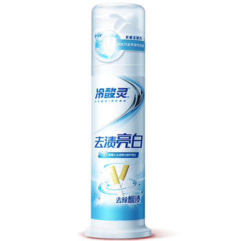 冷酸灵去渍亮白抗敏感泵式牙膏留兰薄荷味125g【吴磊推荐】
