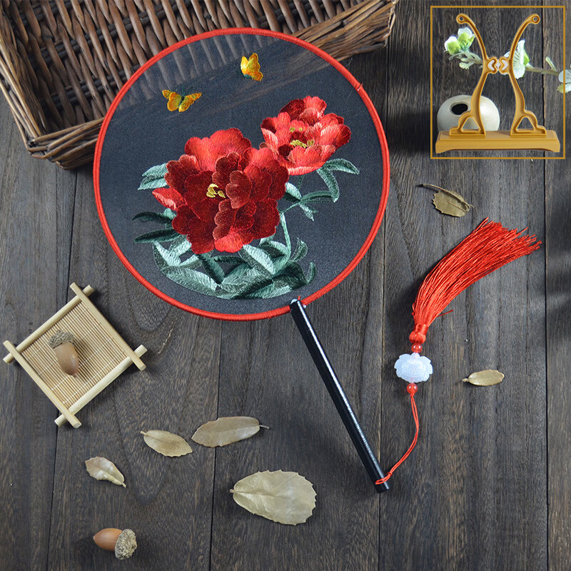 星恒梦双面刺绣团扇古风苏绣汉服扇子中国风旗袍古风夏天团扇舞蹈表演