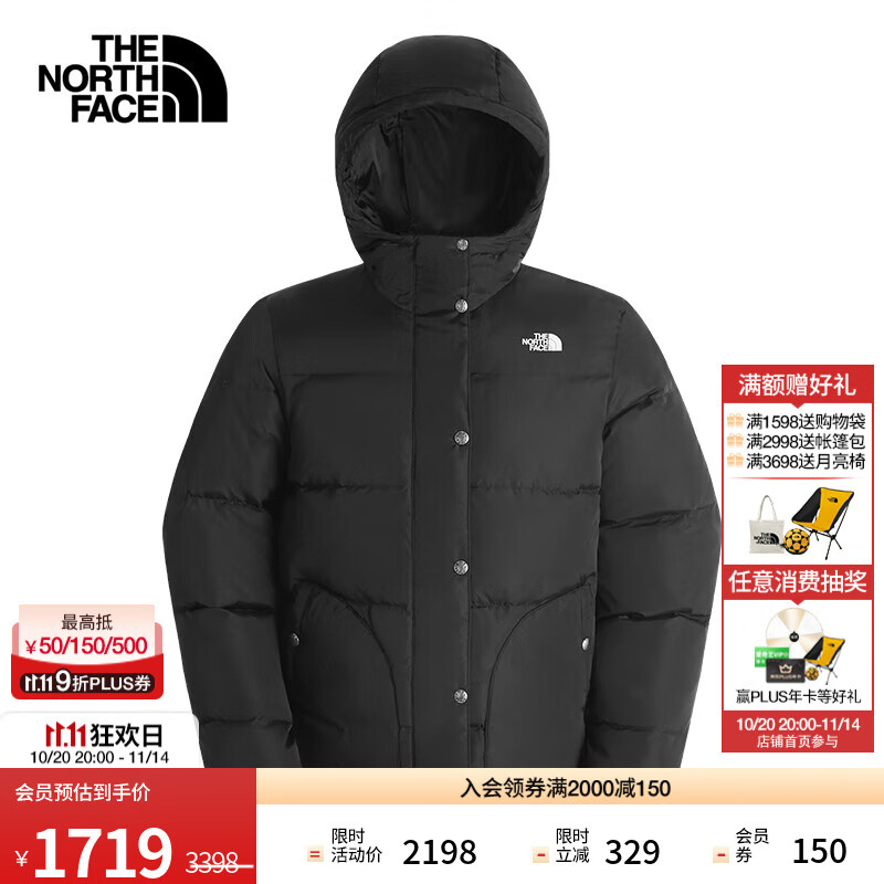 北面（The North Face）羽绒服女户外防泼溅550蓬鹅绒填充保暖连帽上新|8DMM JK3/黑色 L /165