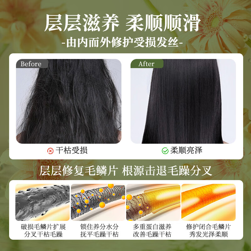 发滋然燕窝V7发膜柔顺蓬松护发素赋活霜改善毛躁角蛋白霜旅行装护发精油 【臻享奢养】燕窝发膜500ML*2瓶