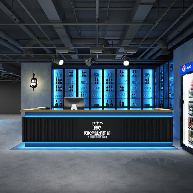 艺可恩工业风台球咖啡厅酒吧吧台桌健身房前台餐饮店网咖转角收银台
