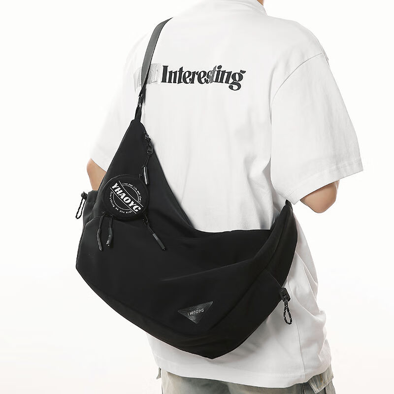 斜挎包男生潮牌休闲通勤单肩包男女2024新款机能邮差包男士背包 灰色防水