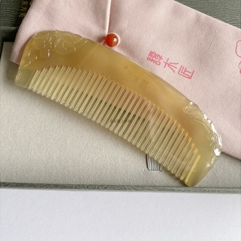 谭木匠 羊角雕刻梳子天然材质喜福 多福 寓意很好的礼盒装梳子 喜福