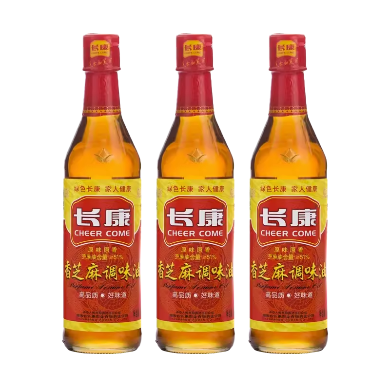 长康芝麻油380ml纯正香油家用凉拌火锅调味油小瓶装商用增香正宗 长康香芝麻油380ml*3瓶