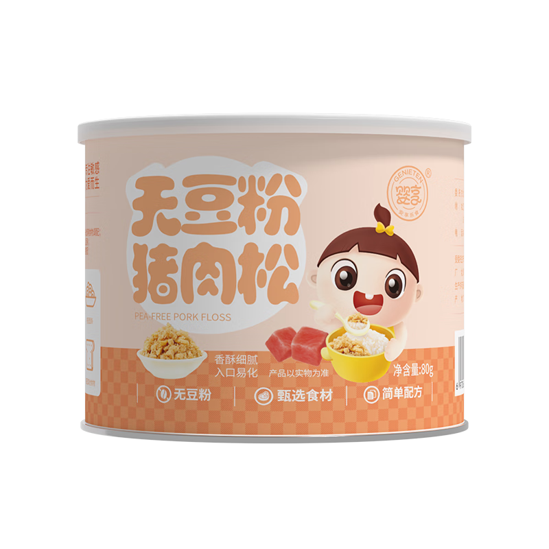 嬰享無添加豆粉豬肉松拌飯料兒童早餐配粥含嬰兒寶寶輔食譜 80g