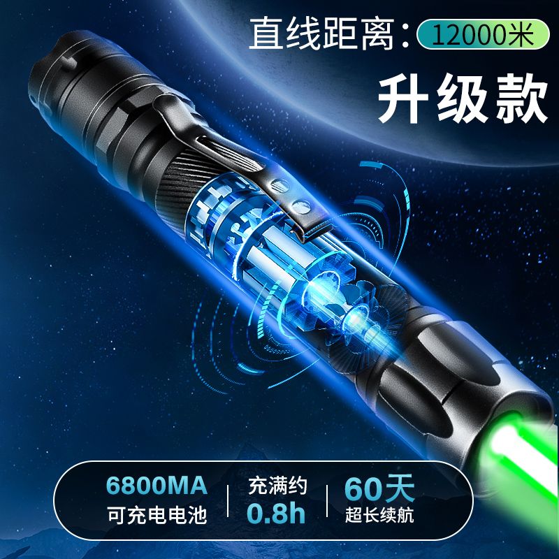 铭汇通激光手电筒强光远射3000米笔镭射大功率绿光线指星笔工程工 刻字 高速快充-1电1冲