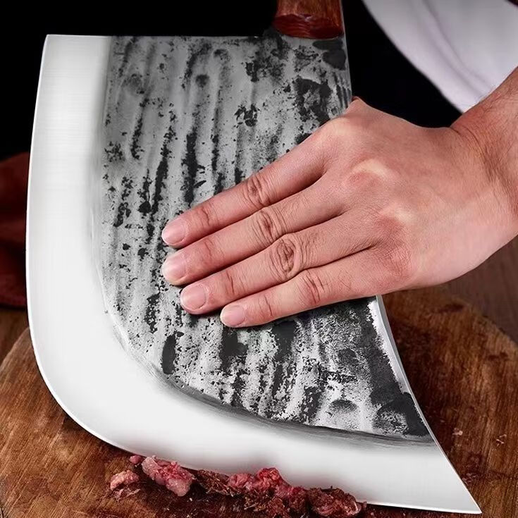 屠夫砍骨专用刀商用斩骨刀斩骨头专用刀家用砍骨头刀手工锻打加厚 卡其色-虎头斩骨刀【约5斤-商用斩牛大骨】