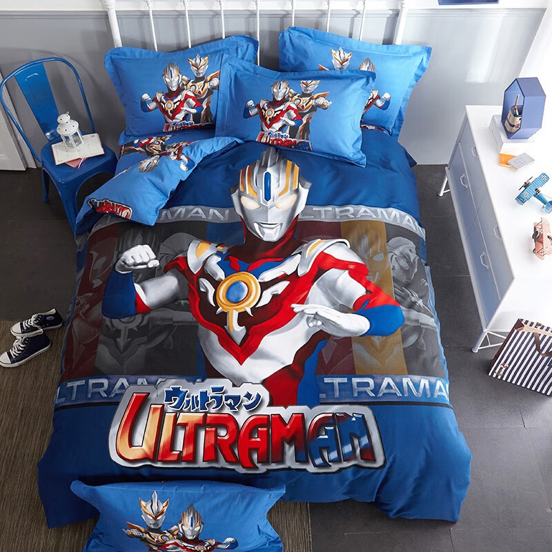 妙普乐奥特曼四件套 奥特曼儿童床上用品被套四件套纯棉全棉卡通男孩