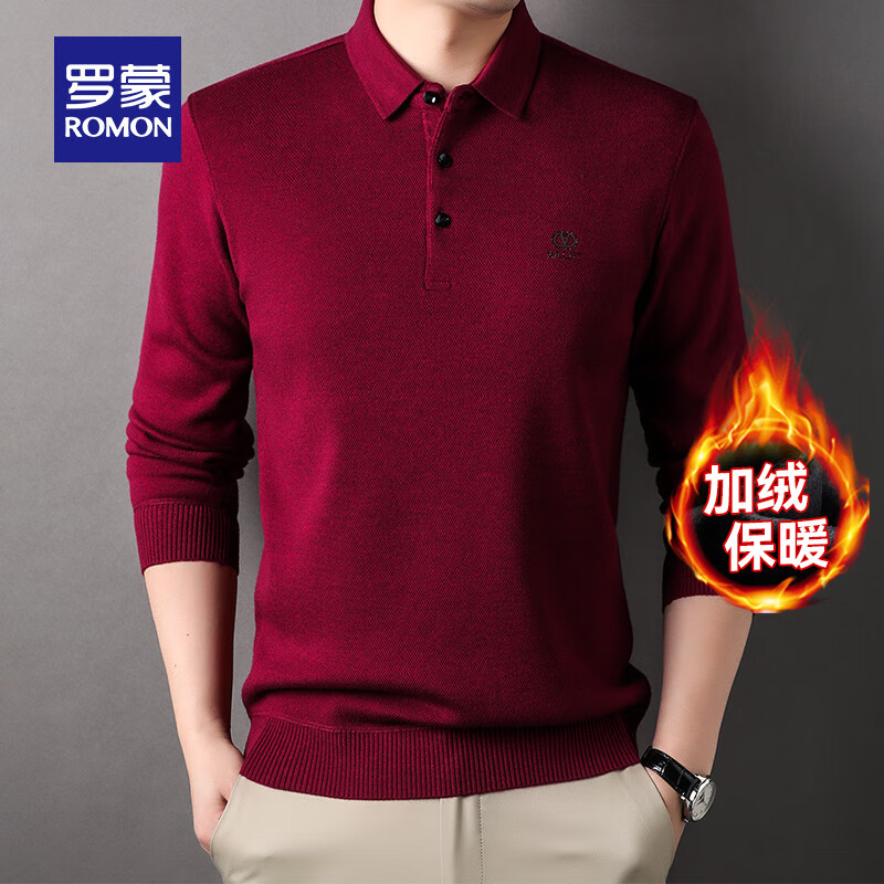 ���ڲ��������ɣ�ROMON��ĥë����T������ʿ�ﶬ�����귭�챣ů��֯��׿������°ְ�װ 3T498016R��� M(����100-120��)