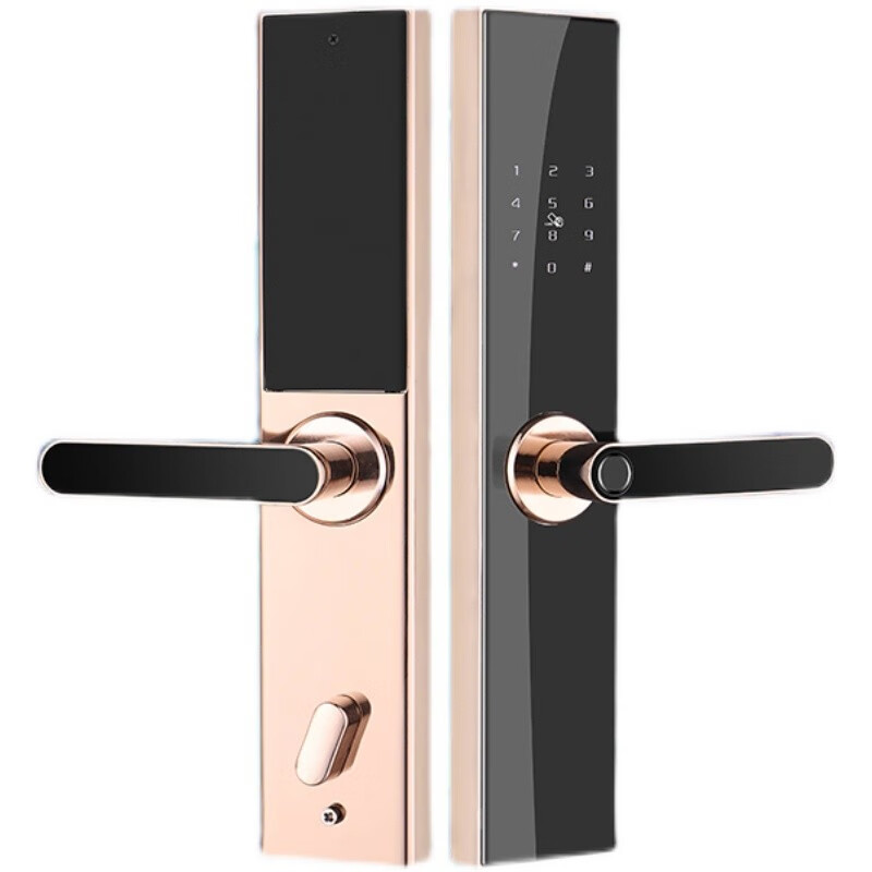 烈豹达科家用防盗门一握开指纹锁电子密码锁m7-1 玫瑰金