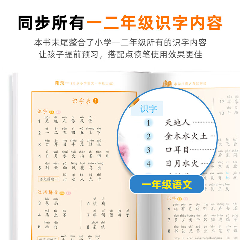 起跑点拼音点读笔小学拼音拼读大全幼小衔接拼读训练识字神器小学1-6年级必背古诗文小初高英语高分作文 自然拼读1本（拼音基础知识）