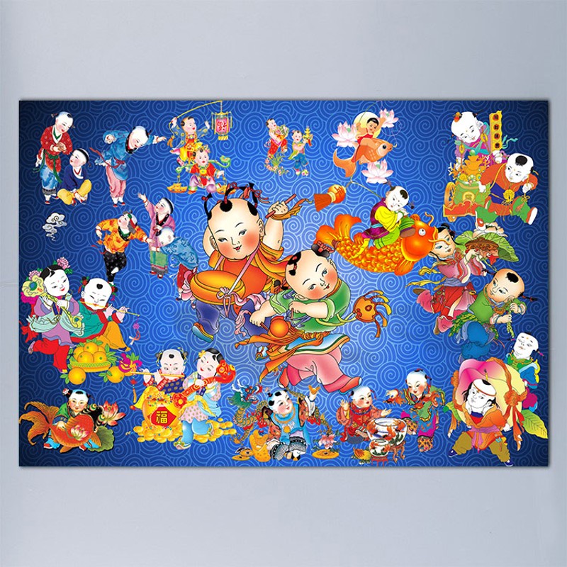 元族百子图海报求子图好运多子多孙纳福百子千孙贴画招财风水墙壁迎福