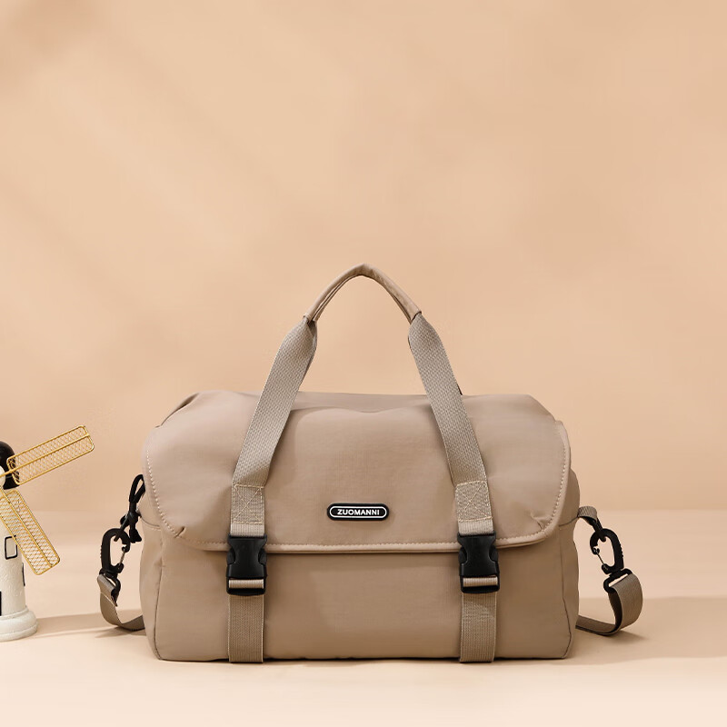 DRYWORLD女神节旅行包短途出差旅游收纳轻便手提包时尚运动健身包 卡其色