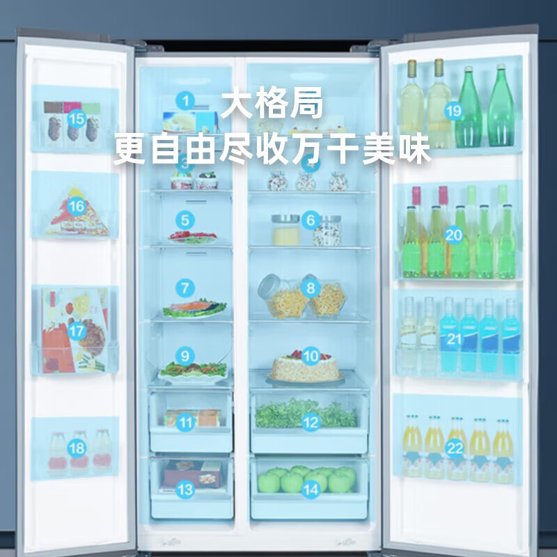 格力（GREE）晶弘冰箱600升对开-33℃深冻储鲜360度风冷养鲜变频一级能效BCD-600WPDCL/布鲁斯